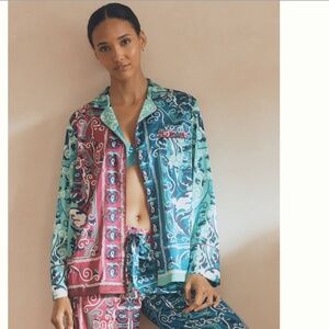 By Anthropologie Silky Printed Pajama Top